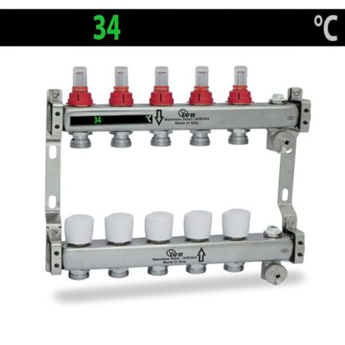 Integrable thermometer for heating manifolds