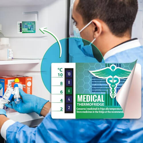 Integrable thermometers for drug storage